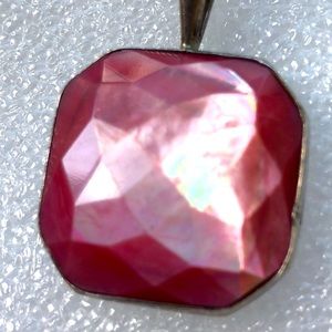 Pink rose MOP sterling silver pendant necklace 925